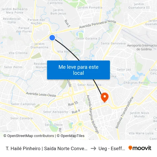T. Hailé Pinheiro | Saída Norte Convencional to Ueg - Eseffego map