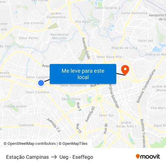 Estação Campinas to Ueg - Eseffego map