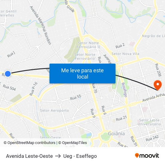 Avenida Leste-Oeste to Ueg - Eseffego map