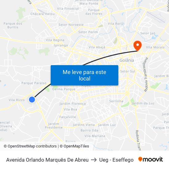 Avenida Orlando Marquês De Abreu to Ueg - Eseffego map