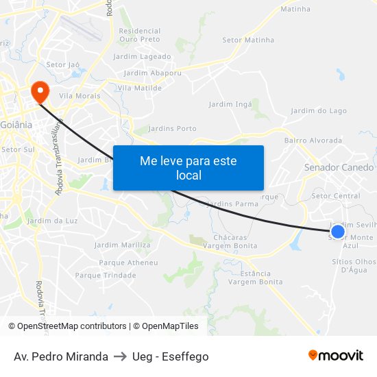 Av. Pedro Miranda to Ueg - Eseffego map