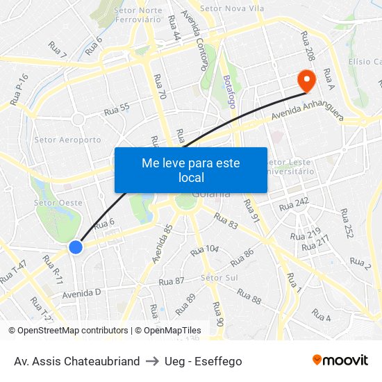Av. Assis Chateaubriand to Ueg - Eseffego map