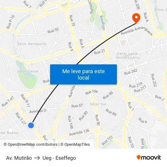 Av. Mutirão to Ueg - Eseffego map