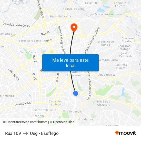 Rua 109 to Ueg - Eseffego map