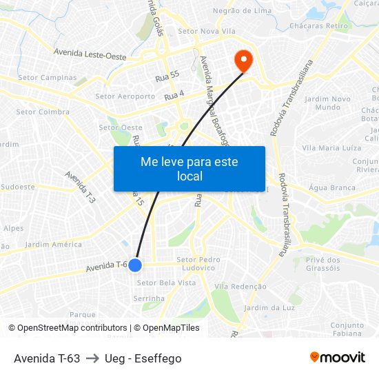 Avenida T-63 to Ueg - Eseffego map