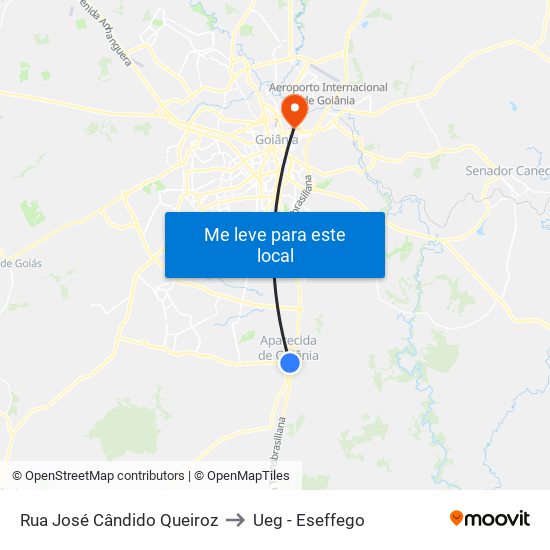 Rua José Cândido Queiroz to Ueg - Eseffego map