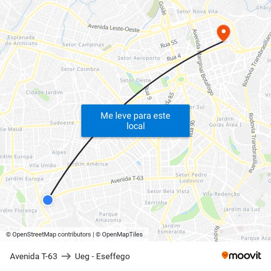 Avenida T-63 to Ueg - Eseffego map