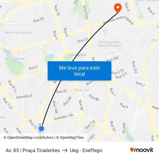 Av. 85 | Praça Tiradentes to Ueg - Eseffego map