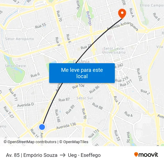 Av. 85 | Empório Souza to Ueg - Eseffego map