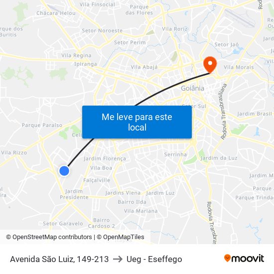 Avenida São Luiz, 149-213 to Ueg - Eseffego map
