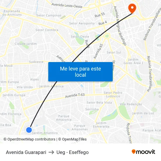 Avenida Guarapari to Ueg - Eseffego map