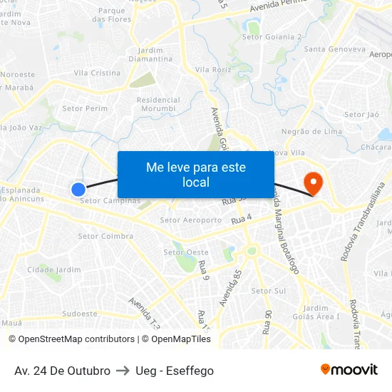 Av. 24 De Outubro to Ueg - Eseffego map