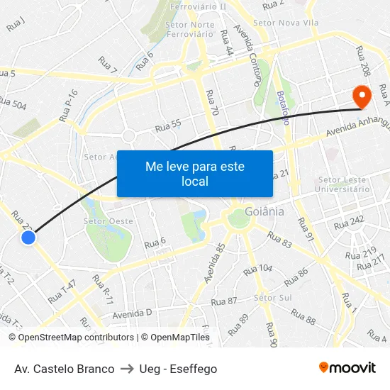 Av. Castelo Branco to Ueg - Eseffego map