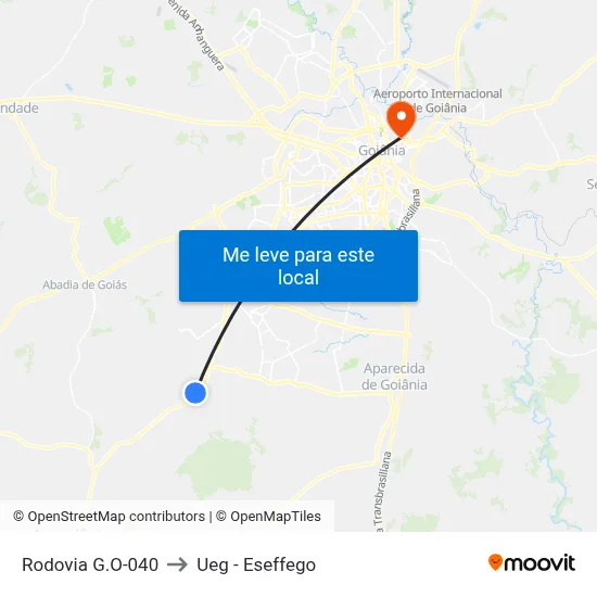 Rodovia G.O-040 to Ueg - Eseffego map