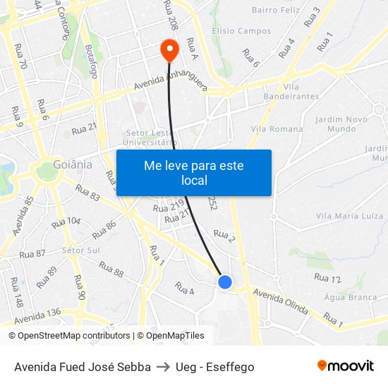 Avenida Fued José Sebba to Ueg - Eseffego map