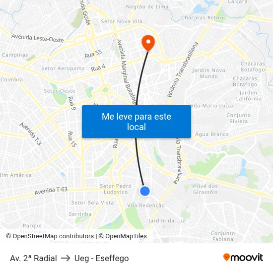 Av. 2ª Radial to Ueg - Eseffego map