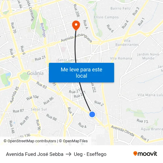 Avenida Fued José Sebba to Ueg - Eseffego map