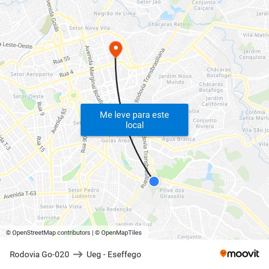 Rodovia Go-020 to Ueg - Eseffego map