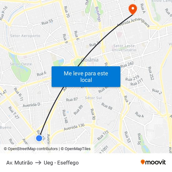 Av. Mutirão to Ueg - Eseffego map