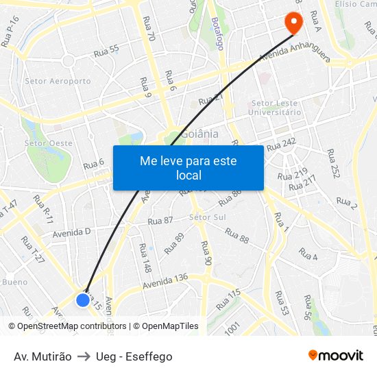 Av. Mutirão to Ueg - Eseffego map