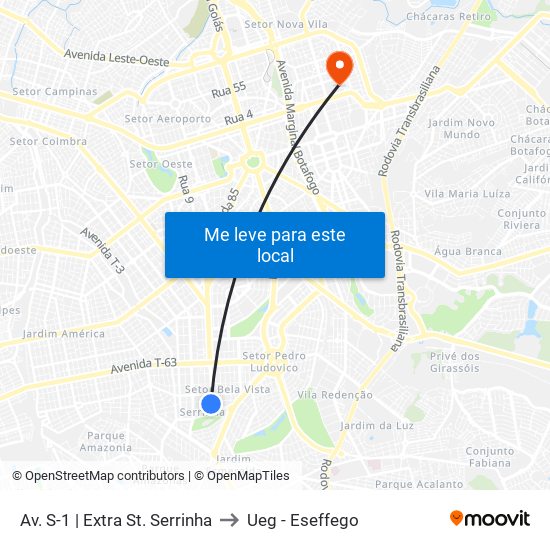 Av. S-1 | Extra St. Serrinha to Ueg - Eseffego map