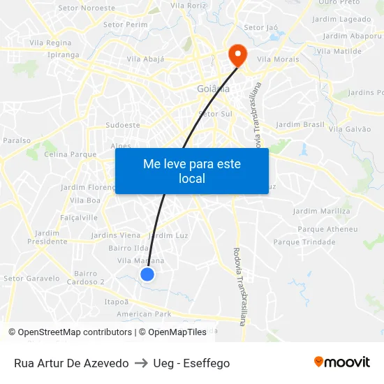 Rua Artur De Azevedo to Ueg - Eseffego map