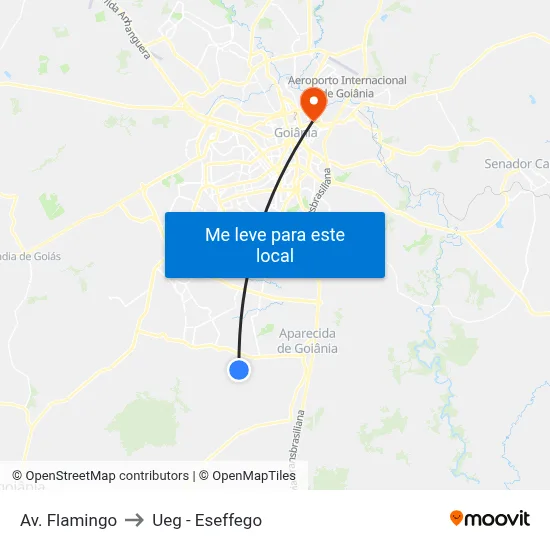 Av. Flamingo to Ueg - Eseffego map