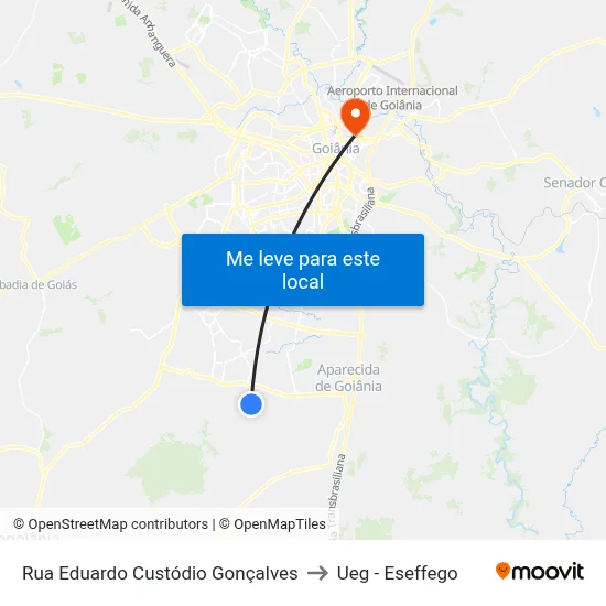 Rua Eduardo Custódio Gonçalves to Ueg - Eseffego map