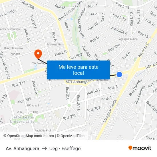 Av. Anhanguera to Ueg - Eseffego map