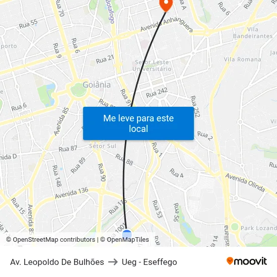 Av. Leopoldo De Bulhões to Ueg - Eseffego map