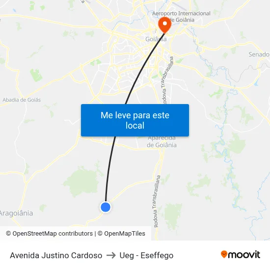 Avenida Justino Cardoso to Ueg - Eseffego map