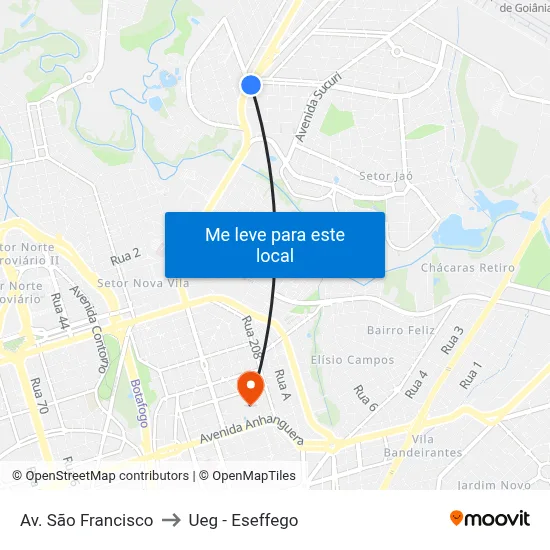 Av. São Francisco to Ueg - Eseffego map