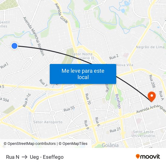 Rua N to Ueg - Eseffego map