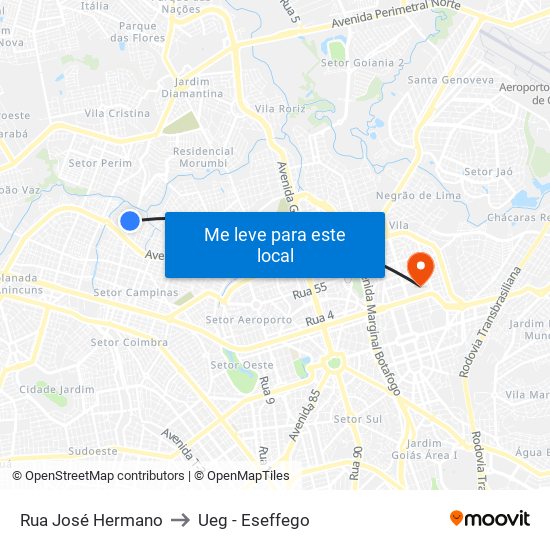 Rua José Hermano to Ueg - Eseffego map