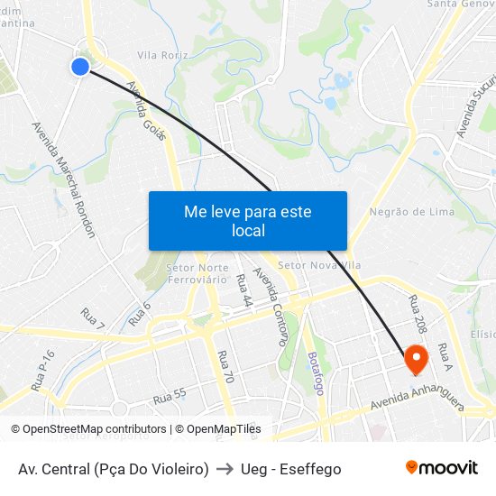 Av. Central (Pça Do Violeiro) to Ueg - Eseffego map