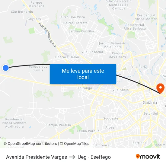 Avenida Presidente Vargas to Ueg - Eseffego map