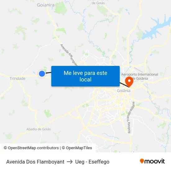 Avenida Dos Flamboyant to Ueg - Eseffego map