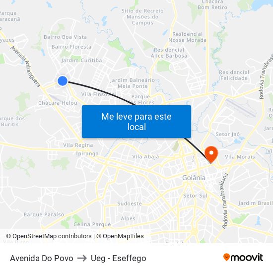 Avenida Do Povo to Ueg - Eseffego map