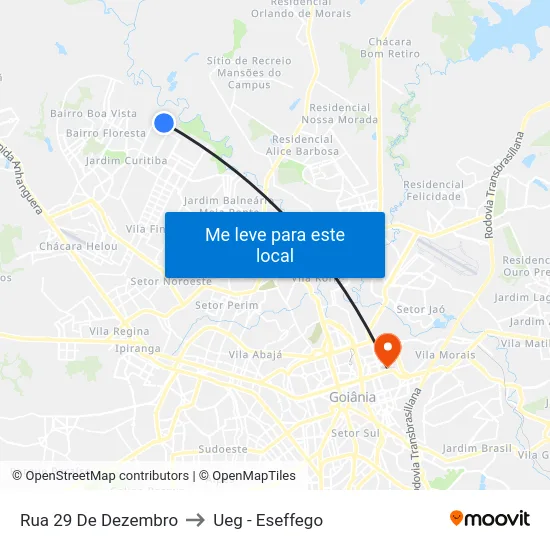 Rua 29 De Dezembro to Ueg - Eseffego map