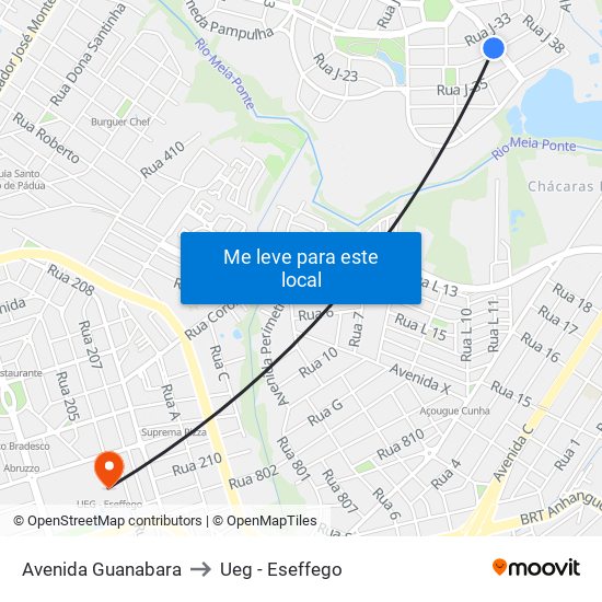 Avenida Guanabara to Ueg - Eseffego map