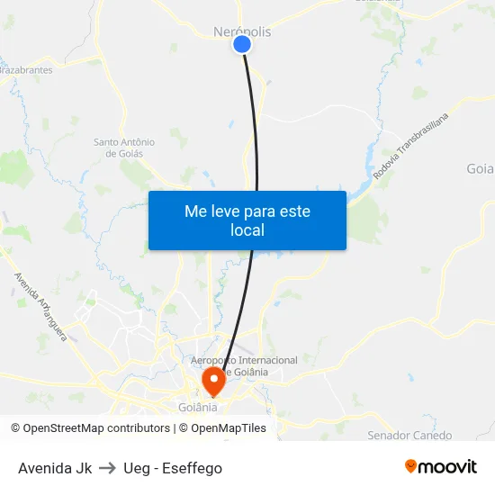 Avenida Jk to Ueg - Eseffego map