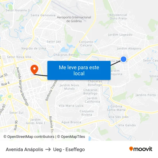 Avenida Anápolis to Ueg - Eseffego map