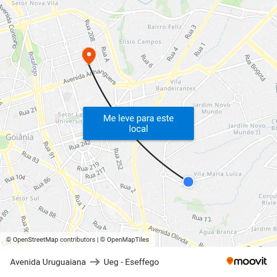 Avenida Uruguaiana to Ueg - Eseffego map