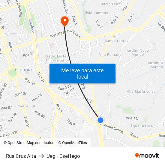 Rua Cruz Alta to Ueg - Eseffego map