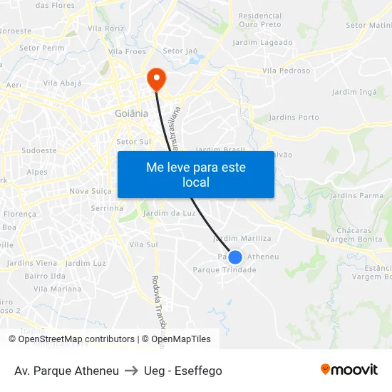 Av. Parque Atheneu to Ueg - Eseffego map