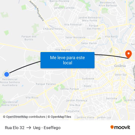 Rua Elo 32 to Ueg - Eseffego map