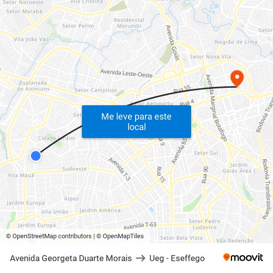 Avenida Georgeta Duarte Morais to Ueg - Eseffego map