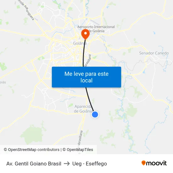 Av. Gentil Goiano Brasil to Ueg - Eseffego map