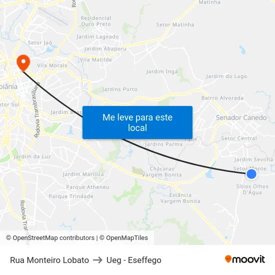 Rua Monteiro Lobato to Ueg - Eseffego map