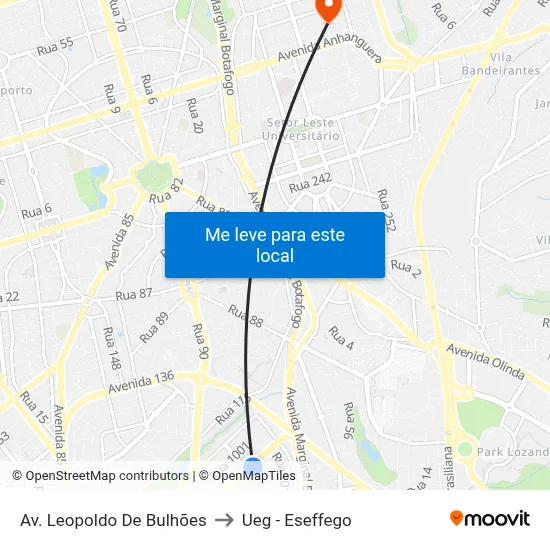 Av. Leopoldo De Bulhões to Ueg - Eseffego map